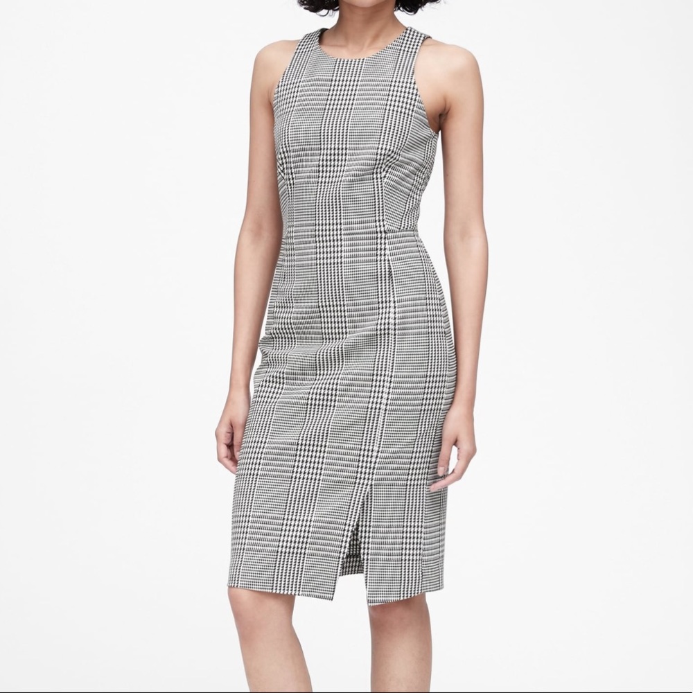 Banana republic houndstooth plaid sheath dress
